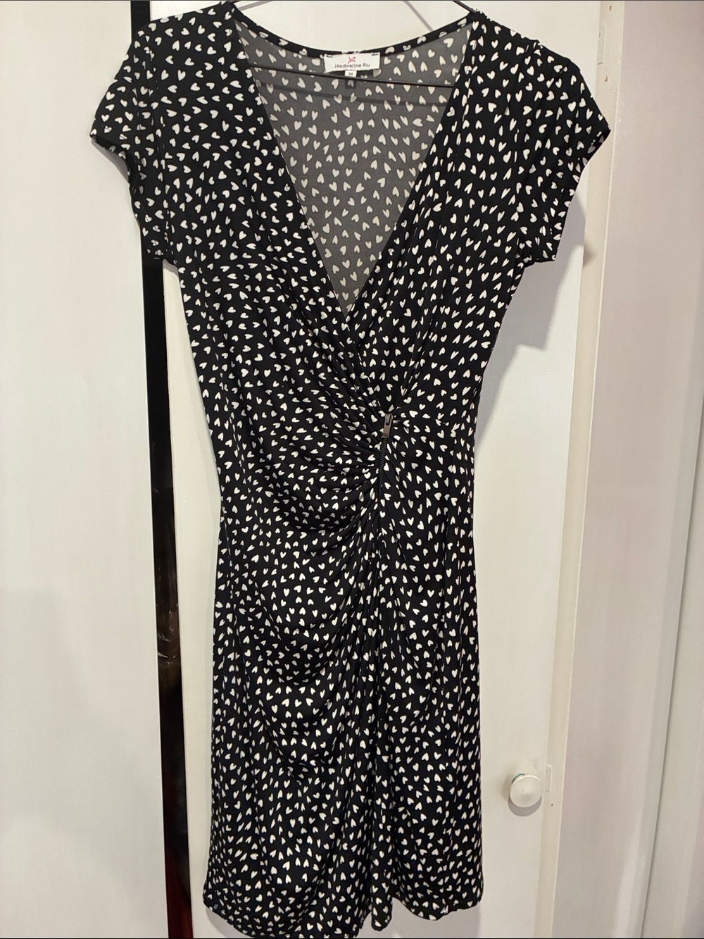Black & White Heart Print Wrap Dress